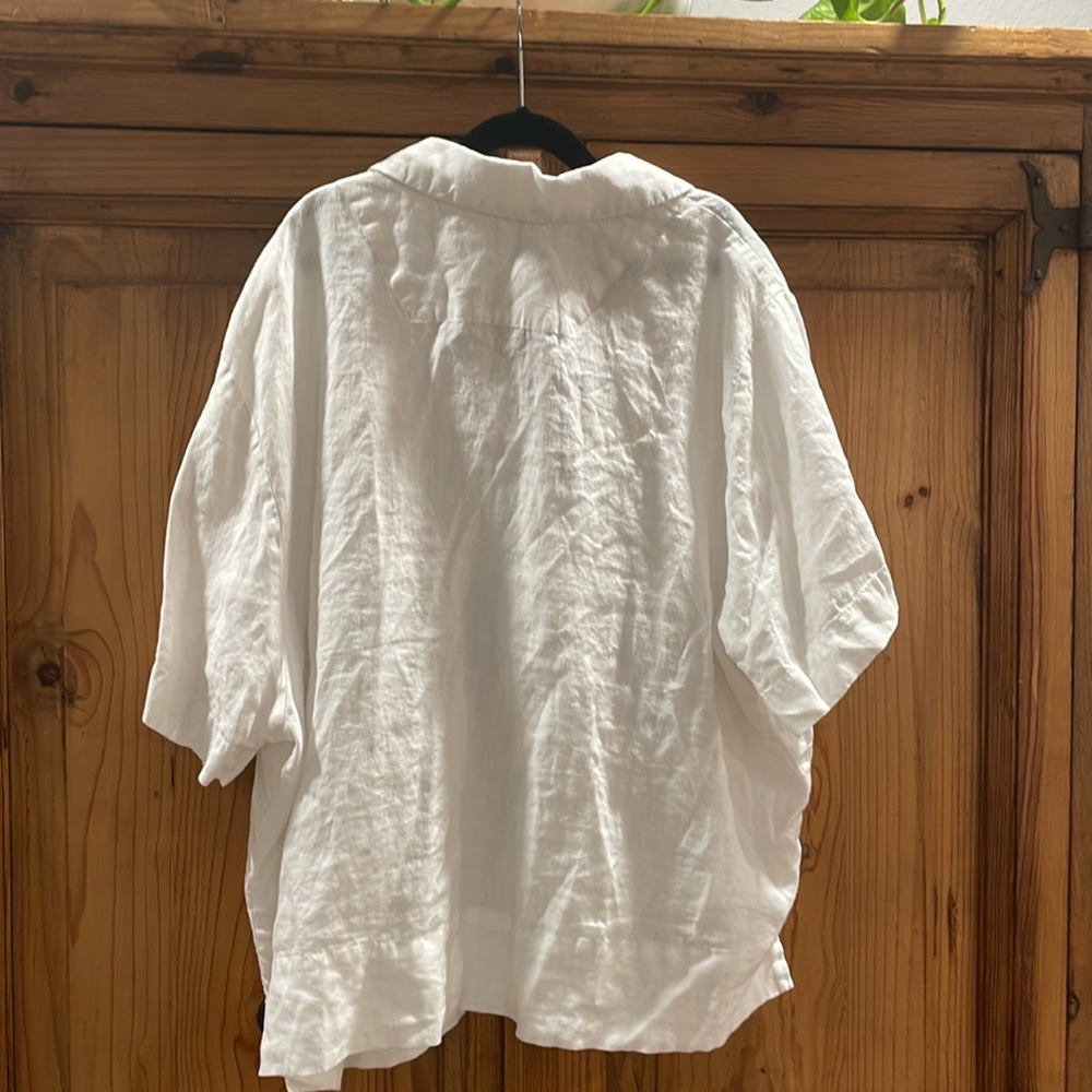 Quince Sz L 100% Linen White Blouse - Picture 5 of 5